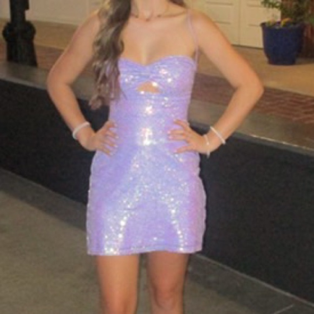 Lucy in the Sky Lilac Sequin Strapless Dress